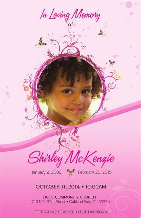 Girls Pink Funeral Program Template By Michael Taylor Flipsnack