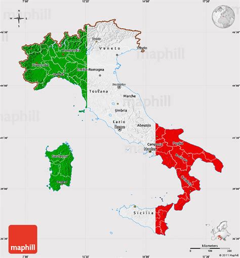 Vector illustration of world map jointed with national flags with countries and. Flag Map of Italy