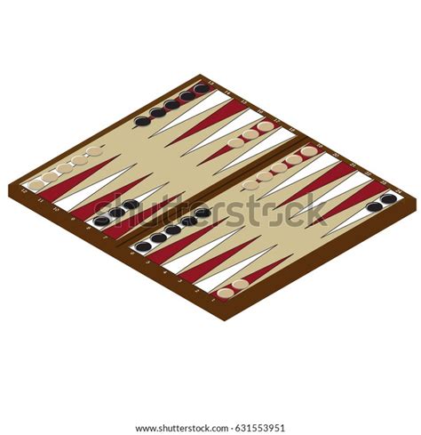 Vector Illustration Isometric Backgammon Wooden Board Stock Vector