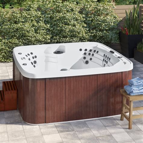 Lifesmart Spas 7 Person 65 Jet Square Hot Tub With Ozonator In Espresso And Reviews Wayfair