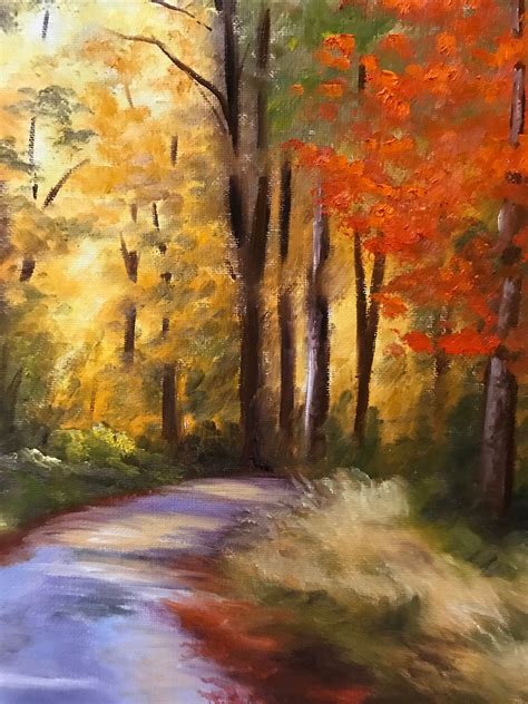 Original Autumn Landscape Oil Painting Nicolae Art Fall Colors Nicole