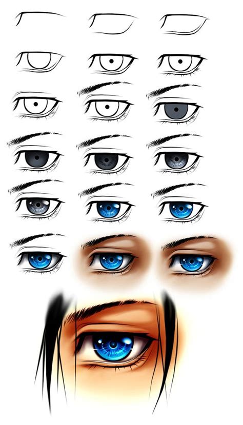 With just a few simple steps, you can capture the charm of the anime eyes and start creating your own unique characters. Manly eye step by step by AikaXx.deviantart.com on @deviantART | Art: Tutorials & References ...