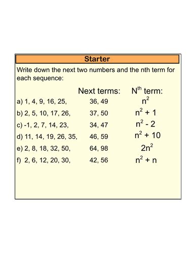 Full Lesson On Finding The Nth Term Of Quadratic Sequences Teaching