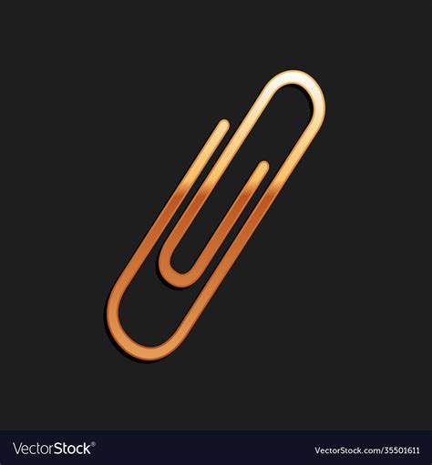 Gold Paper Clip Icon Isolated On Black Background Vector Image