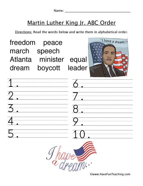 Martin Luther King Jr Worksheets Free Worksheets