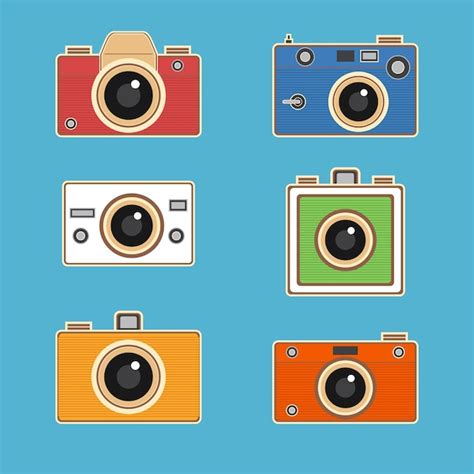 Free Vector Colorful Vintage Camera Collection