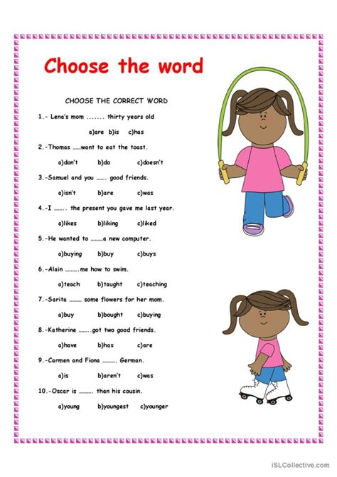 Choose The Correct Word English Esl Worksheets Pdf And Doc