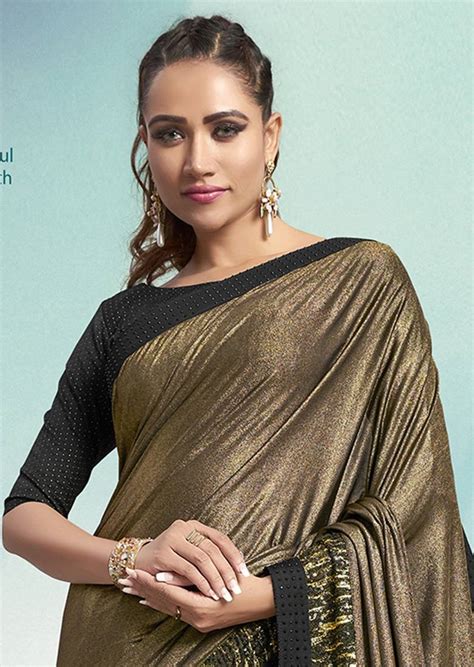 gold plain velvet saree with blouse triveni 3218946