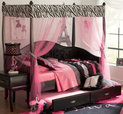 Loft beds make brilliant use of limited space, they are fun for kids, and can be themed up and utilized in so many different ways. Belle Noir Dark Merlot 4 Pc Zebra Canopy Daybed - pink and ...