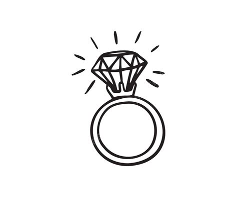 Wedding Proposal Symbol Diamond Ring Sketch Romantic Black Wedding Vector Romantic Black