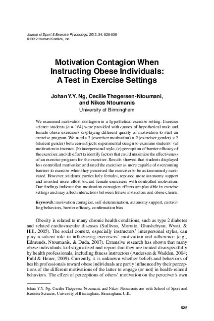 (PDF) Motivation contagion when instructing obese individuals: a test in exercise settings ...