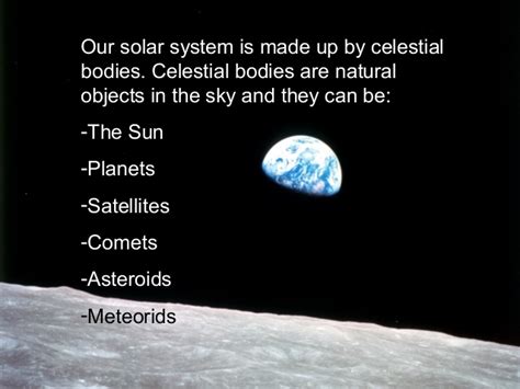 Celestial Bodies In The Solar System The Sun Planets