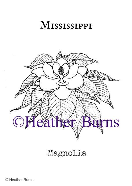 Tennessee state flag coloring page tennessee state symbols. Mississippi State Flower: Magnolia | Coloring books ...