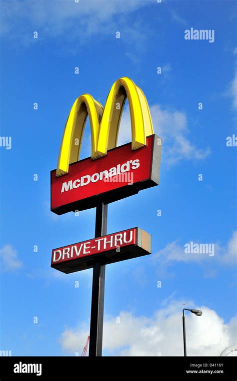 Close Up Mcdonalds Drive Thru Sign Stock Photo Alamy