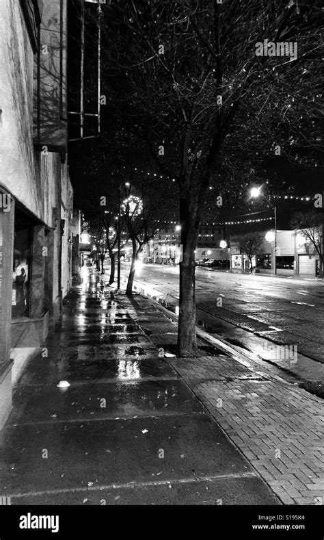 Rainy Night Street Scene Stock Photo Alamy