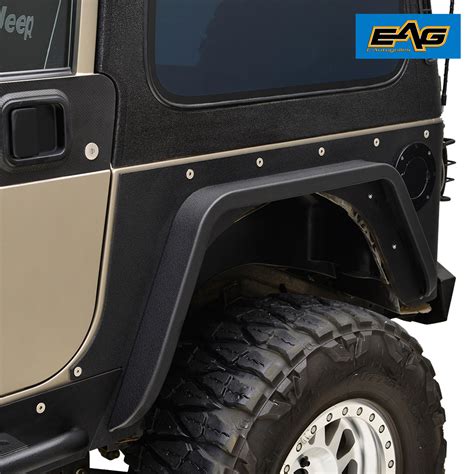 Eag Rear Fender Flare Armor 2pcs Black Off Road Steel Fit 97 06 Jeep