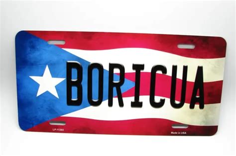 Puerto Rico Flag Boricua Isla Del Encanto Metal Car License Plate