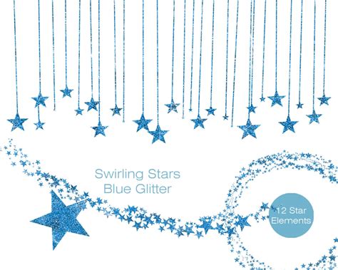 Blue Glitter Stars Clipart Commercial Use Clip Art Sky Images Etsy Uk