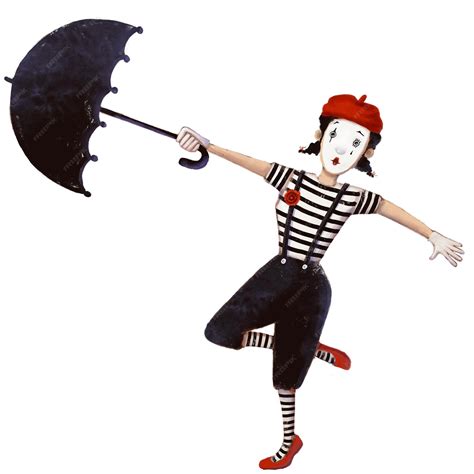 Premium Photo Clown Mime Girl With Umbrella Watercolor Style