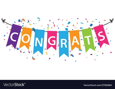 Congratulations Banner With Colorful Bunting Flags