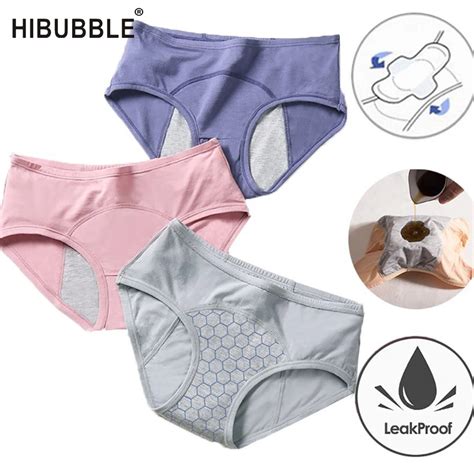 Hibubble Leak Proof Menstrual Panties Physiological Pants Women Underwear Period Cotton