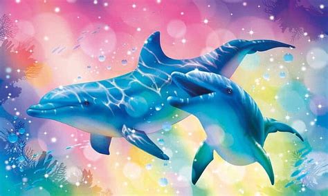 Abstract Dolphins Colorful Dolphins Abstract Happy Water Hd