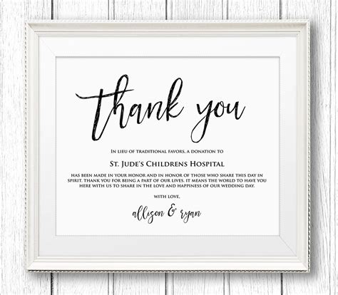 Thank you for donation letter is an important letter as it helps to show your gratitude to your donors. Lieu of Wedding Favors Sign, Thank You Charity Printable Sign, Donation Sign, Instant Download ...