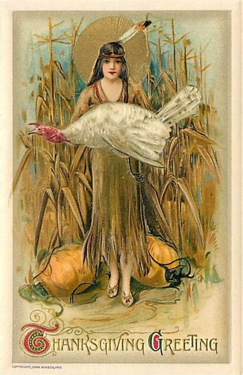 Schmucker Thanksgiving Native American Woman T99715 Cards Thanksgiving And Vintage