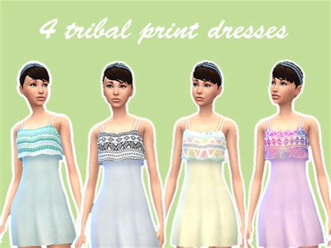 The Sims Resource Tribal Print Dresses Recolors