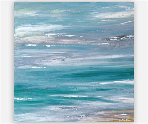 Original Abstract Coastal Painting Blue And Gray Seascape Wall Art
