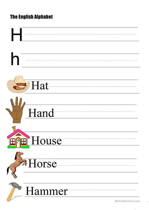 The Alphabet Letter H English Esl Worksheets For Distance Learning