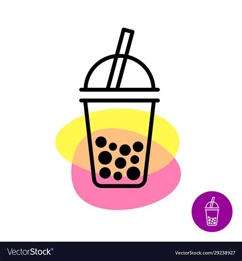 Bubble Tea Colorful Logo Milk Tea Cup Symbol Vector Image