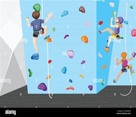 Indoor Rock Climbing Gym Illustration Stock Vector Image And Art Alamy