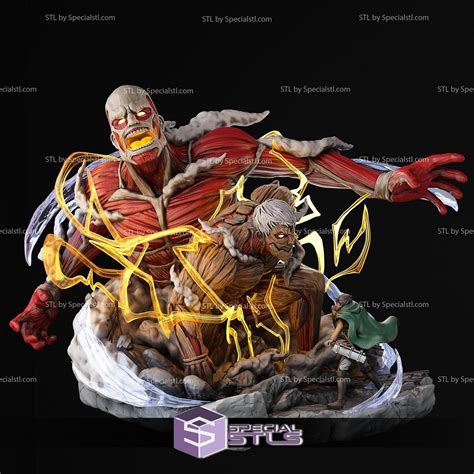 Reiner Armored Titan Berthold Colossal Titan And Eren 3d Printing