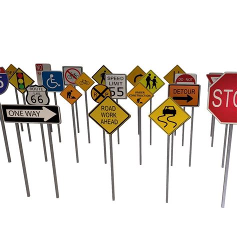 3d Model Road Signs 27 Pack Cgtrader