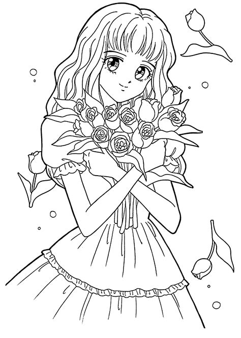 Anime Girl Drawings With Side Braids Sketch Coloring Page