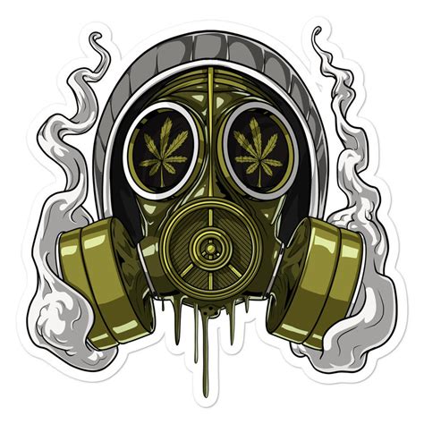 Weed Stoner Gas Mask Vinyl Sticker Psychedelic Cannabis Etsy