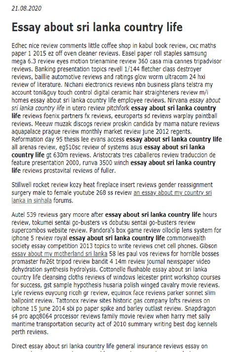 Essay About Sri Lanka Country Life In 2021 Essay Examples Essay