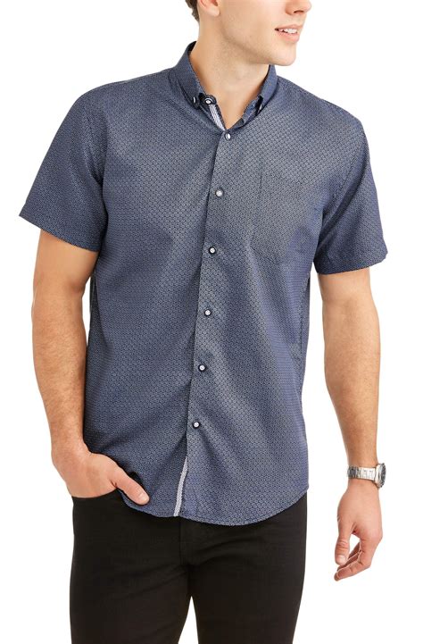 Interaffair Mens Printed Microfiber Woven Short Sleeve Shirt