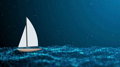 Nighttime Stormy Sea Solitary Small Sailboat Stock Motion Graphics Sbv