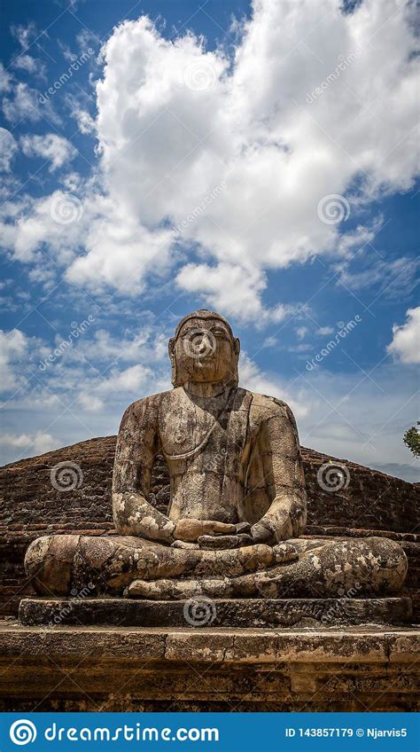 Ancient Polonnaruwa Ruins In Sri Lanka Close Up Of Buddha Statue