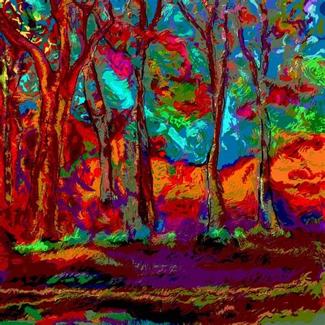 Red Colourful Abstract Forest Karen Harding Artist Paintings
