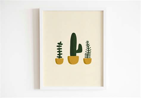 Cactus Plant Art Print Minimalist Plant Digital Print Cactus