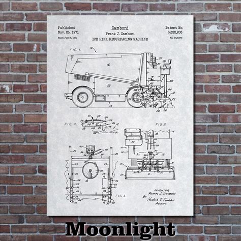 Zamboni Ice Resurfacer Patent Print Art 1971 Etsy