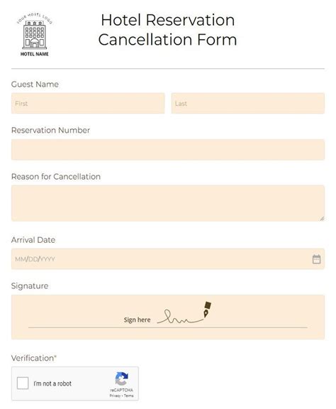 Free Hotel Check In Confirmation Form Template Formbuilder