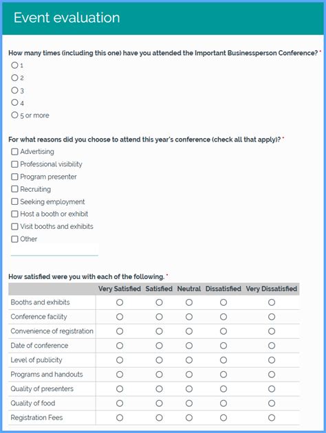 Event Evaluation Form Template Formsite