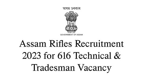 Assam Rifles Recruitment For Technical Tradesman Vacancy