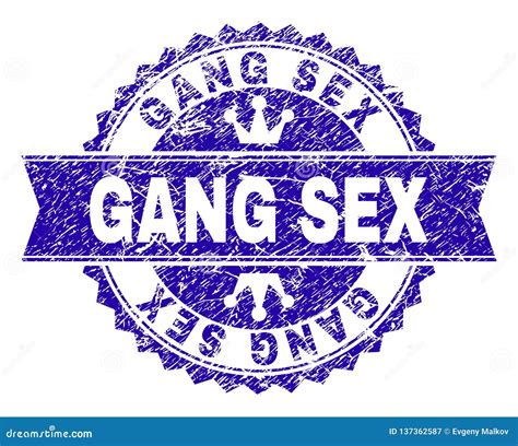 Scratched Textured Gang Sex Stamp Seal With Ribbon Stock Vector