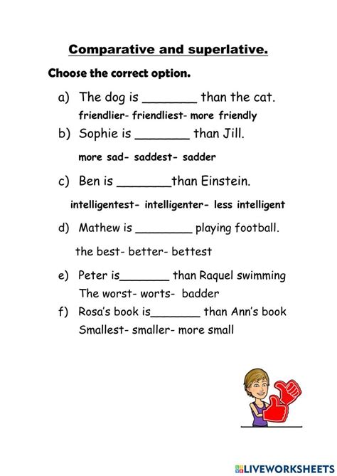 Comparative And Superlative Interactive Worksheet For Grade 3 Live