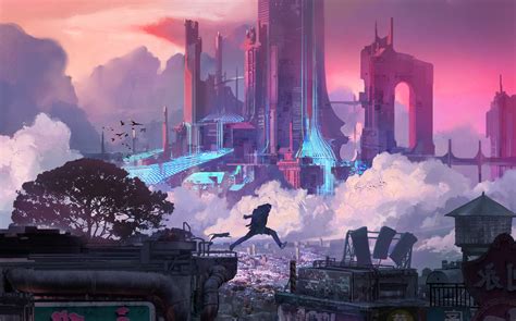 Fu Chenqi Cyber Cyberpunk Futuristic Futuristic City Jumping